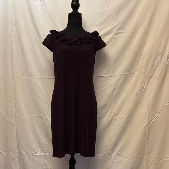 MSK Ruffle Neck Mini Dress in Deep Purple - Picture 1 of 5